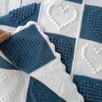 Knitted Baby Blanket with Heart Pattern – Soft Embossed Baby Blanket