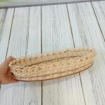 Handmade Long Narrow Oval Bamboo Rope Basket – Versatile for Candles, Small Items, or Décor, Natural Rustic Charm for Any Space"