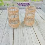 Handmade Bamboo Rope Vase with Glass Jar – Natural, Rustic, and Stylish Décor for Flowers or Home Accents"