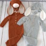 Handmade Knitted Bunny-Ear Jumpsuit for Kids – Ultra-Soft, Fluffy, Cozy & Adorable Outfit for Everyday Wear or Special Occasions"